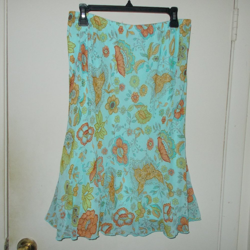 Floral Patterned Skirt Multi Color Size Large